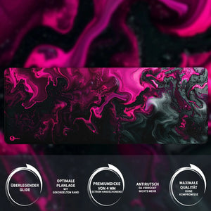 Gaming Mauspad XXL | Liquid  schwarz pink 90Degree | PREMIUM-DICKE 4 MM Sunnywall