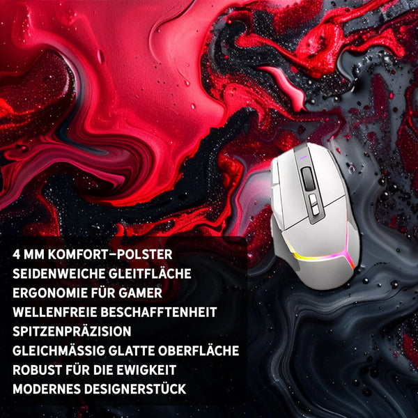 Gaming Mauspad XXL | Liquid  schwarz rot 90Degree | PREMIUM-DICKE 4 MM Sunnywall