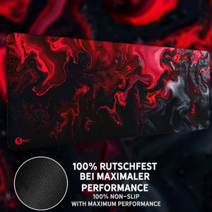 Gaming Mauspad XXL | Liquid  schwarz rot 90Degree | PREMIUM-DICKE 4 MM Sunnywall