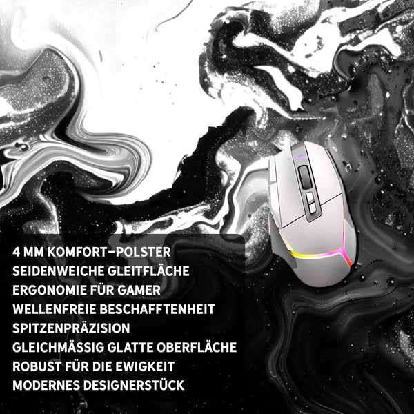 Gaming Mauspad XXL | Liquid  schwarz weiss 90Degree | PREMIUM-DICKE 4 MM Sunnywall