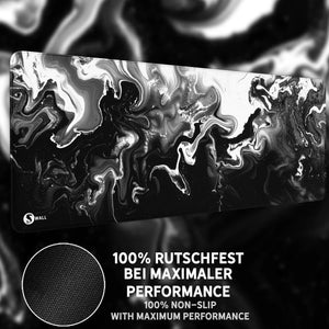 Gaming Mauspad XXL | Liquid  schwarz weiss 90Degree | PREMIUM-DICKE 4 MM Sunnywall