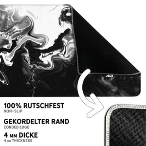 Gaming Mauspad XXL | Liquid  schwarz weiss 90Degree | PREMIUM-DICKE 4 MM Sunnywall