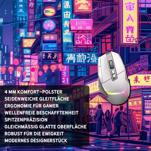 Gaming Mauspad XXL | Neon Tokio | PREMIUM-DICKE 4 MM Sunnywall