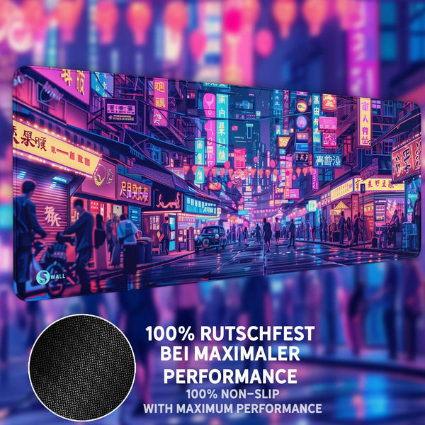 Gaming Mauspad XXL | Neon Tokio | PREMIUM-DICKE 4 MM Sunnywall
