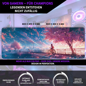Gaming Mauspad XXL | Sakura City Skyline - Anime  | PREMIUM-DICKE 4 MM Sunnywall