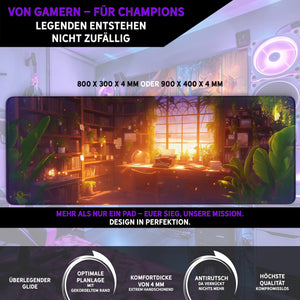 Gaming Mauspad XXL | Studierzimmer - LoFi Schreibtischunterlage  | PREMIUM-DICKE 4 MM Sunnywall