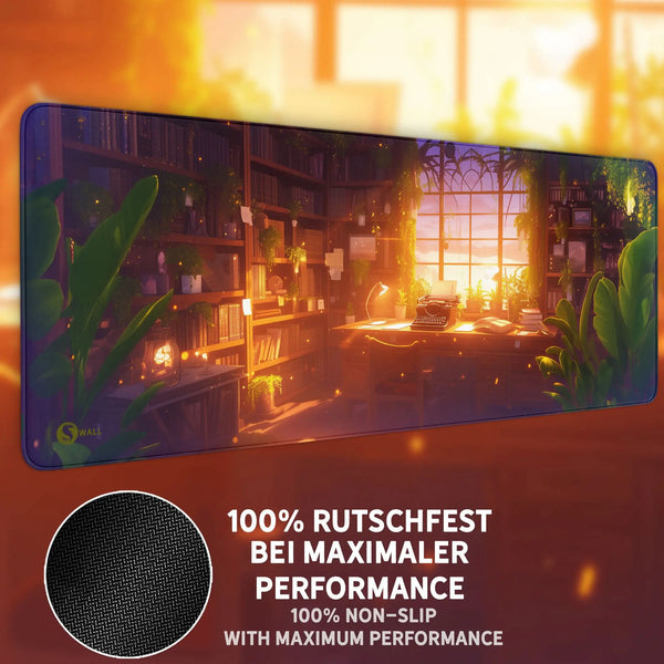 Gaming Mauspad XXL | Studierzimmer - LoFi Schreibtischunterlage  | PREMIUM-DICKE 4 MM Sunnywall