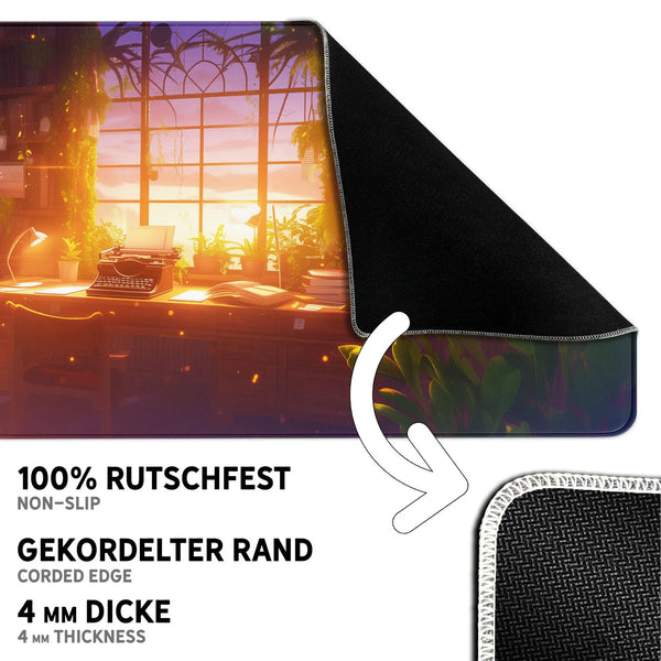 Gaming Mauspad XXL | Studierzimmer - LoFi Schreibtischunterlage  | PREMIUM-DICKE 4 MM Sunnywall