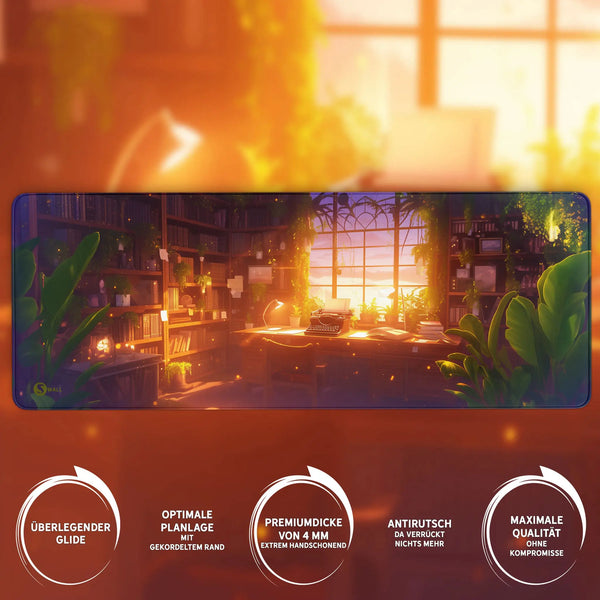 Gaming Mauspad XXL | Studierzimmer - LoFi Schreibtischunterlage  | PREMIUM-DICKE 4 MM Sunnywall