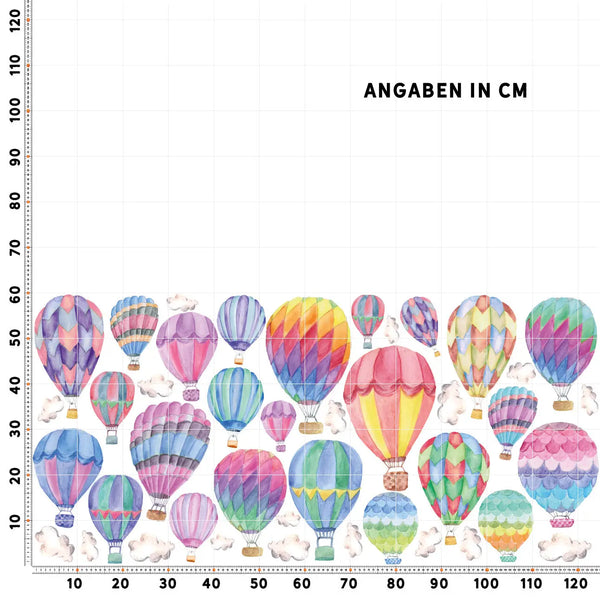 Heissluftballon Wandtattoo XXL Set | Kinderzimmer Aufkleber bunt Wanddeko Sunnywall