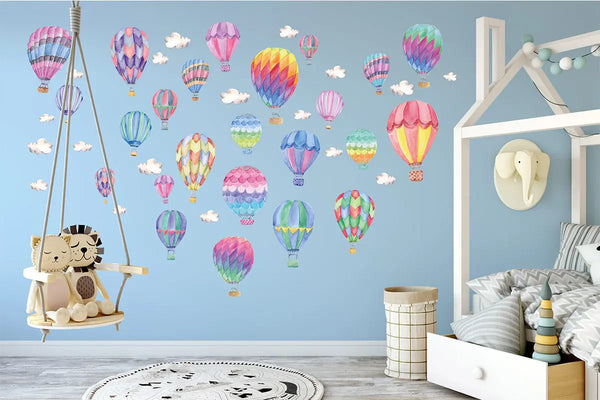 Heissluftballon Wandtattoo XXL Set | Kinderzimmer Aufkleber bunt Wanddeko Sunnywall