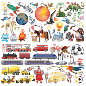 Jungs MIX Toysland Wandtattoo XXL Set | Kinderzimmer Aufkleber bunt Wanddeko Sunnywall