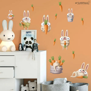 Küchen Hasen Comic - Wandtattoo Kinderzimmer Baby Wandaufkleber Sunnywall