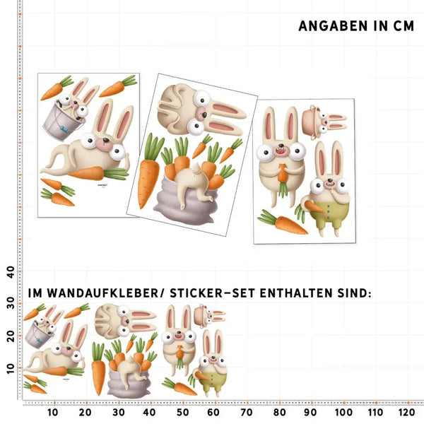 Küchen Hasen Comic - Wandtattoo Kinderzimmer Baby Wandaufkleber Sunnywall