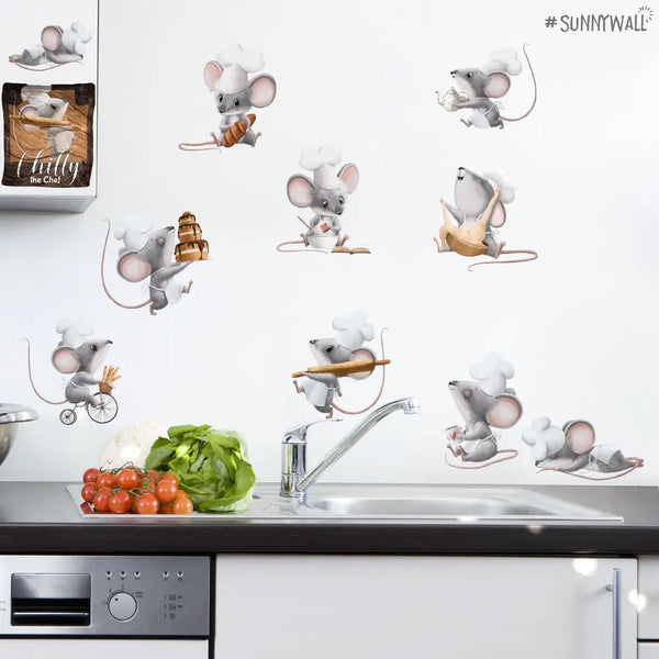 Küchenchef Chilly Maus  - Wandtattoo Kinderzimmer Küche Wandaufkleber Sunnywall