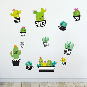 Kakteen Kaktus Charaktere - Wandtattoo Kinderzimmer Baby Wandaufkleber - 6 x A4 Set Sunnywall