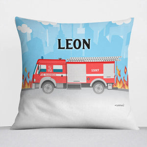 Kissen mit Reißverschluss Feuerwehr – Personalisiert mit Namen Sunnywall