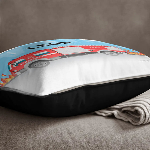 Kissen mit Reißverschluss Feuerwehr – Personalisiert mit Namen Sunnywall