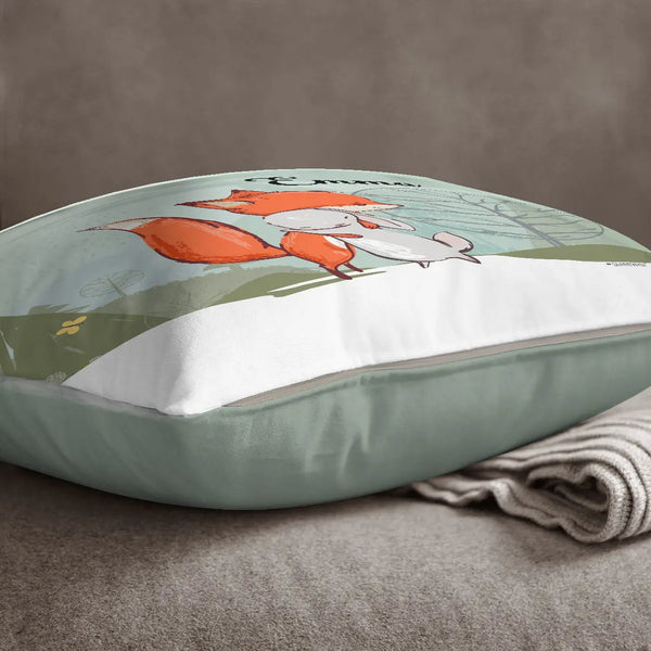 Kissen mit Reißverschluss Fuchs und Hase – Personalisiert mit Namen Sunnywall