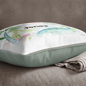 Kissen mit Reißverschluss Langhals Dinosaurier – Personalisiert mit Namen Sunnywall