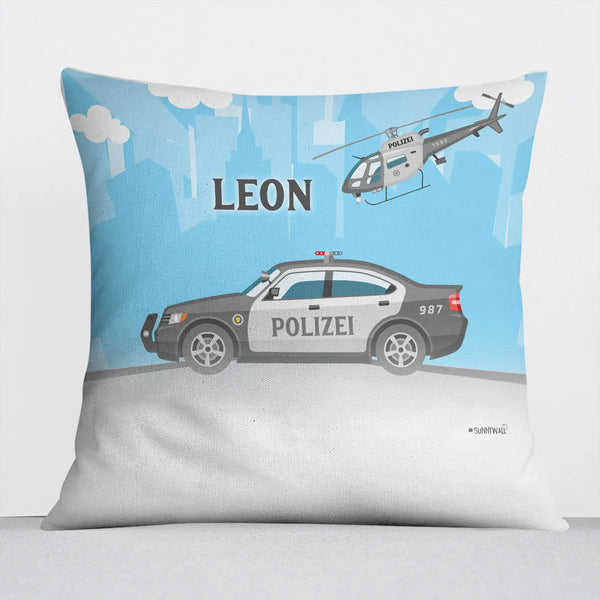 Kissen mit Reißverschluss Polizei – Personalisiert mit Namen Sunnywall