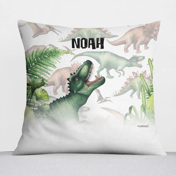 Kissen mit Reißverschluss T-Rex Dinosaurier – Personalisiert mit Namen Sunnywall