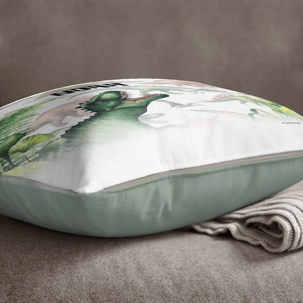 Kissen mit Reißverschluss T-Rex Dinosaurier – Personalisiert mit Namen Sunnywall