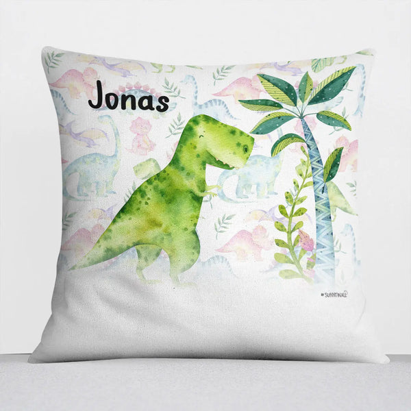 Kissen mit Reißverschluss T-Rex Dinosaurier – Personalisiert mit Namen Sunnywall