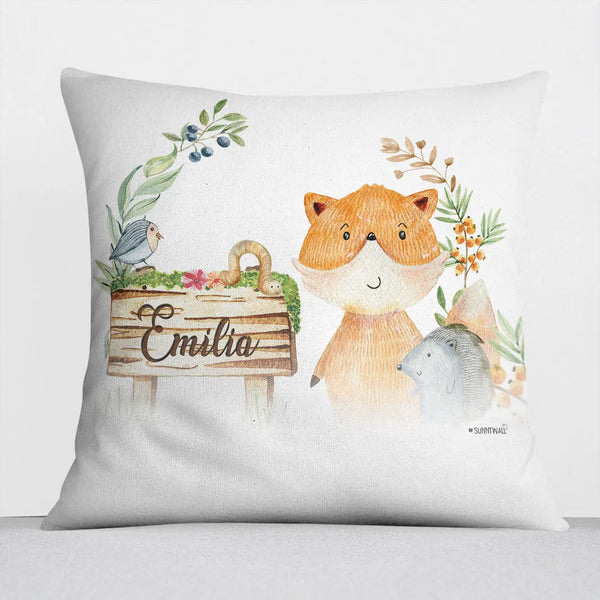 Kissen mit Reißverschluss Waldtiere Woodland – Personalisiert mit Namen Sunnywall