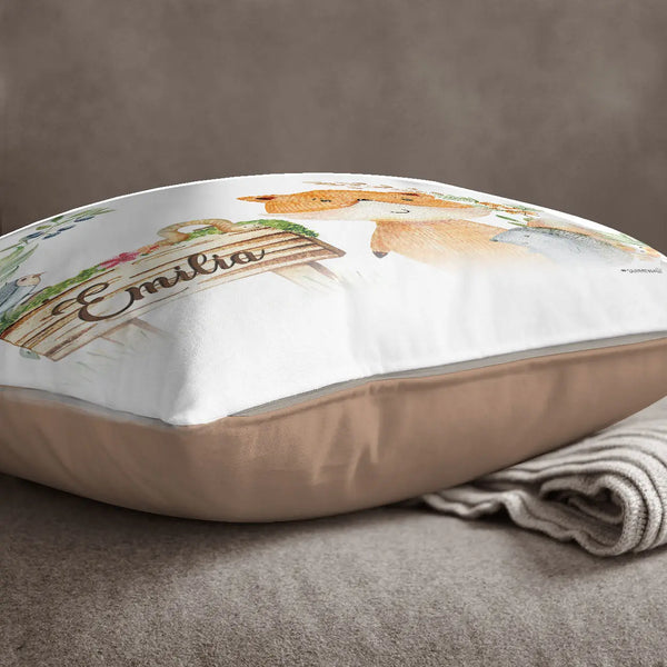 Kissen mit Reißverschluss Waldtiere Woodland – Personalisiert mit Namen Sunnywall