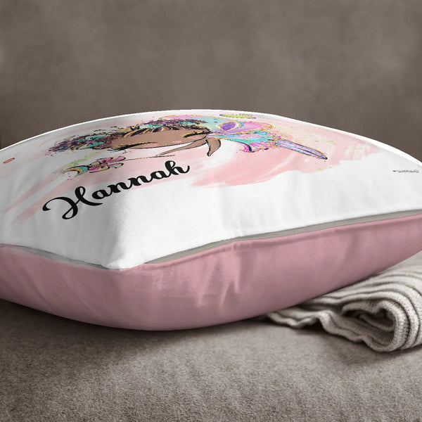 Kissen mit Reißverschluss rosa Glitzer Fee II – Personalisiert mit Namen Sunnywall