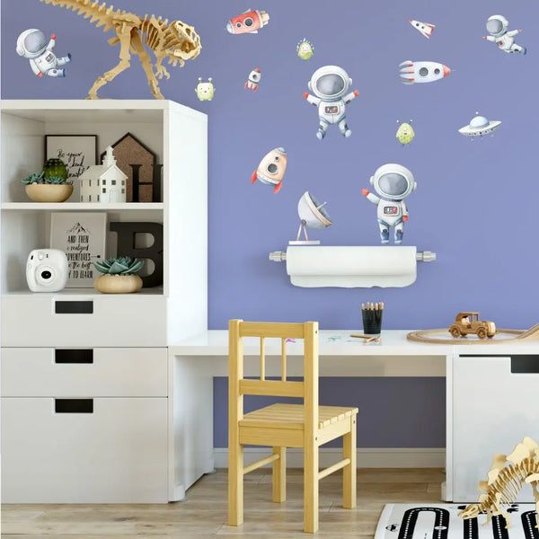 Kleiner Astronaut Weltraum - Wandtattoo Kinderzimmer Baby Wandaufkleber - 6 x A4 Set Sunnywall
