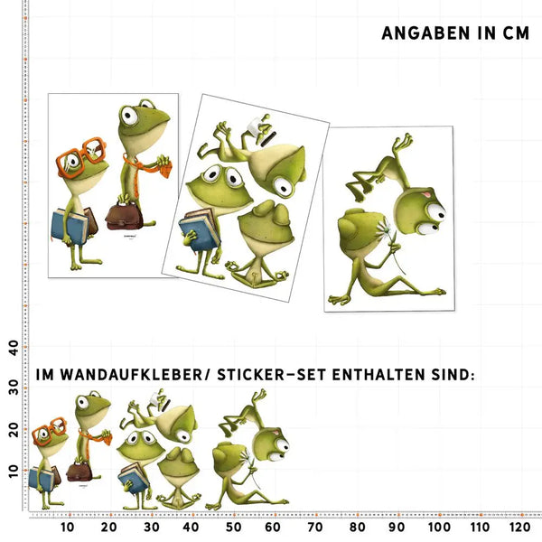 Lustige Frösche - Wandtattoo Kinderzimmer Baby Wandaufkleber Sunnywall
