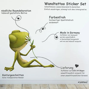 Lustige Frösche - Wandtattoo Kinderzimmer Baby Wandaufkleber Sunnywall