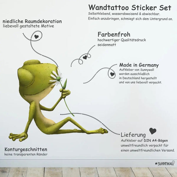 Lustige Frösche - Wandtattoo Kinderzimmer Baby Wandaufkleber Sunnywall