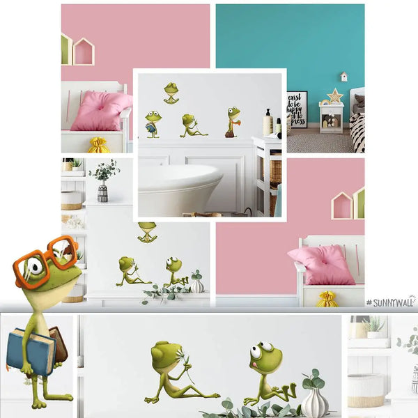 Lustige Frösche - Wandtattoo Kinderzimmer Baby Wandaufkleber Sunnywall