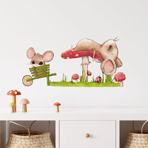 Mäuse und Pilz - Wandtattoo Kinderzimmer Wandaufkleber Babyzimmer Sunnywall