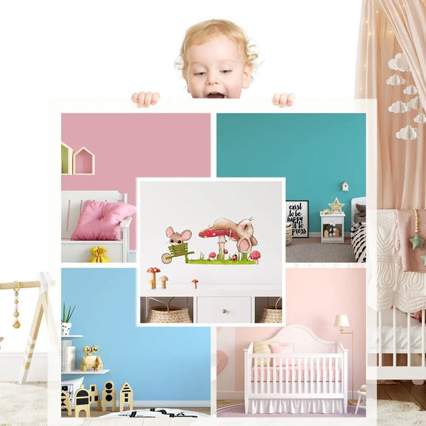 Mäuse und Pilz - Wandtattoo Kinderzimmer Wandaufkleber Babyzimmer Sunnywall