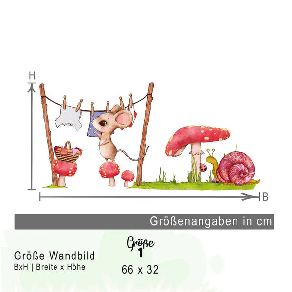Maus Waschtag - Wandtattoo Kinderzimmer Wandaufkleber Babyzimmer Sunnywall