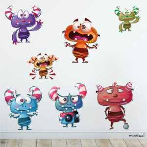 Monster Charaktere - Wandtattoo Kinderzimmer Baby Wandaufkleber Sunnywall