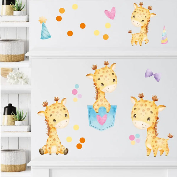 Niedliche Giraffe - Wandtattoo Kinderzimmer Baby Wandaufkleber Sunnywall