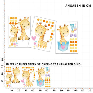 Niedliche Giraffe - Wandtattoo Kinderzimmer Baby Wandaufkleber Sunnywall
