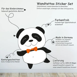 Panda Bär - Wandtattoo Kinderzimmer Baby Wandaufkleber Sunnywall