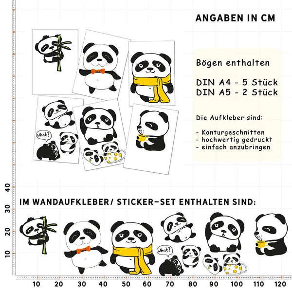Panda Bär - Wandtattoo Kinderzimmer Baby Wandaufkleber Sunnywall