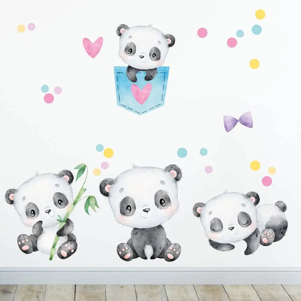 Panda - Wandtattoo Kinderzimmer Baby Wandaufkleber Sunnywall