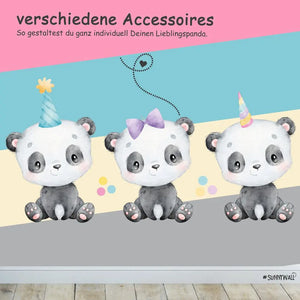 Panda - Wandtattoo Kinderzimmer Baby Wandaufkleber Sunnywall