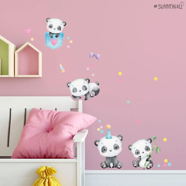 Panda - Wandtattoo Kinderzimmer Baby Wandaufkleber Sunnywall