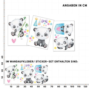 Panda - Wandtattoo Kinderzimmer Baby Wandaufkleber Sunnywall