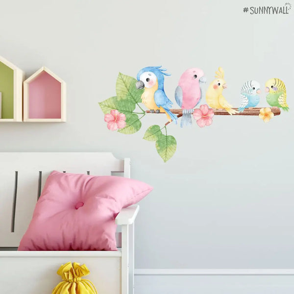 Papageien - Wandtattoo Kinderzimmer Baby Wandaufkleber Sunnywall