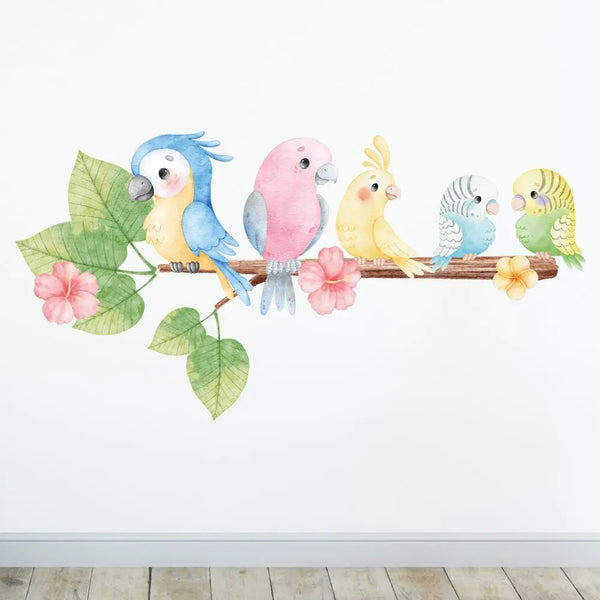 Papageien - Wandtattoo Kinderzimmer Baby Wandaufkleber Sunnywall